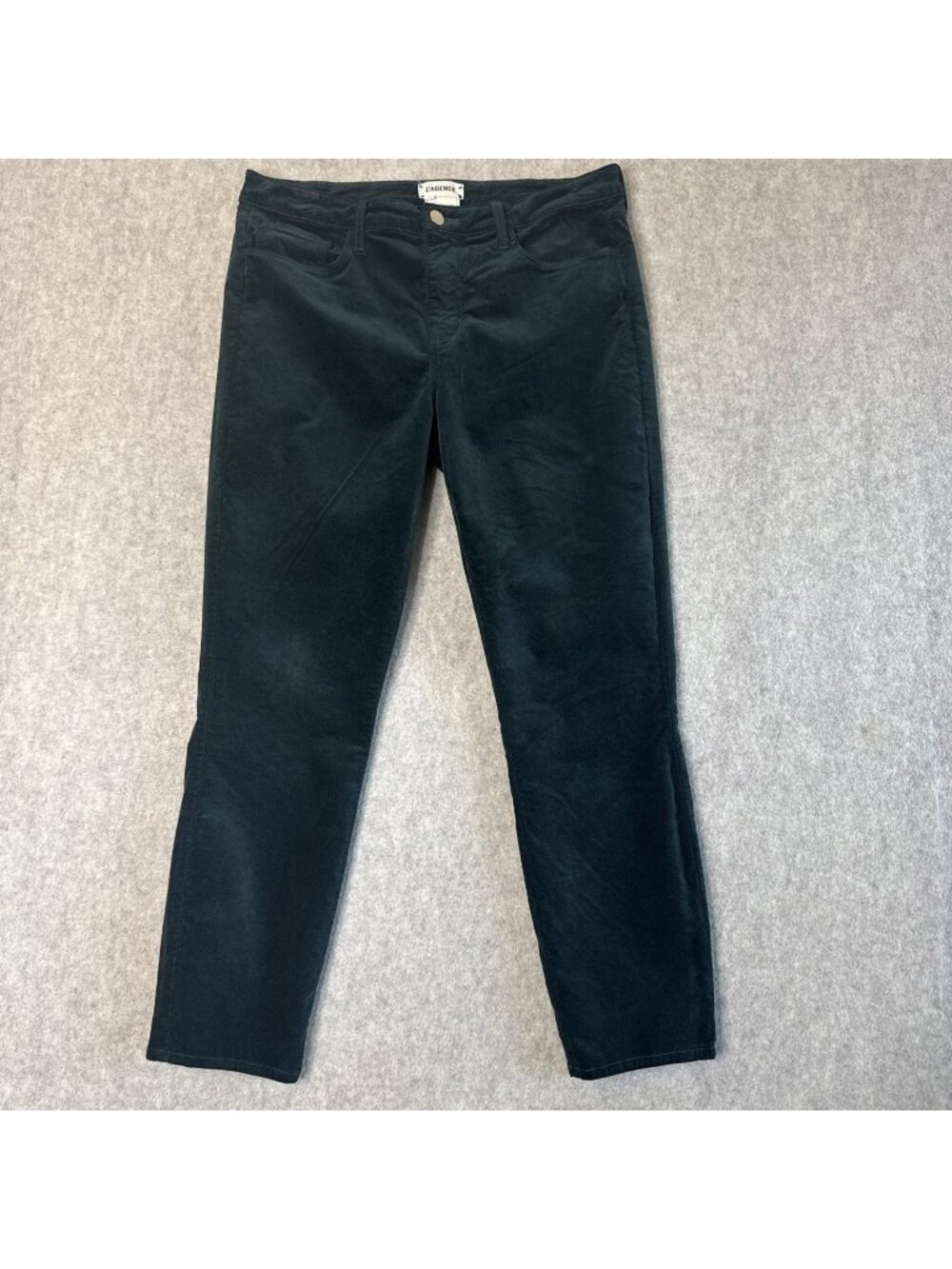 L'AGENCE Margot High Rise Skinny Corduroy Jeans Womens 30 Evergreen Ankle USA